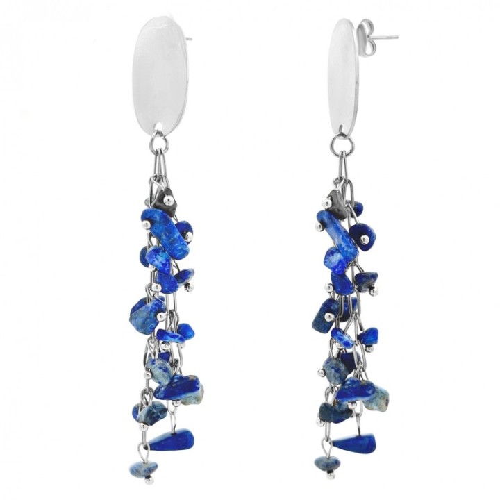 Pendenti a Cascata Pietre Blu Acciaio 316L Argentato