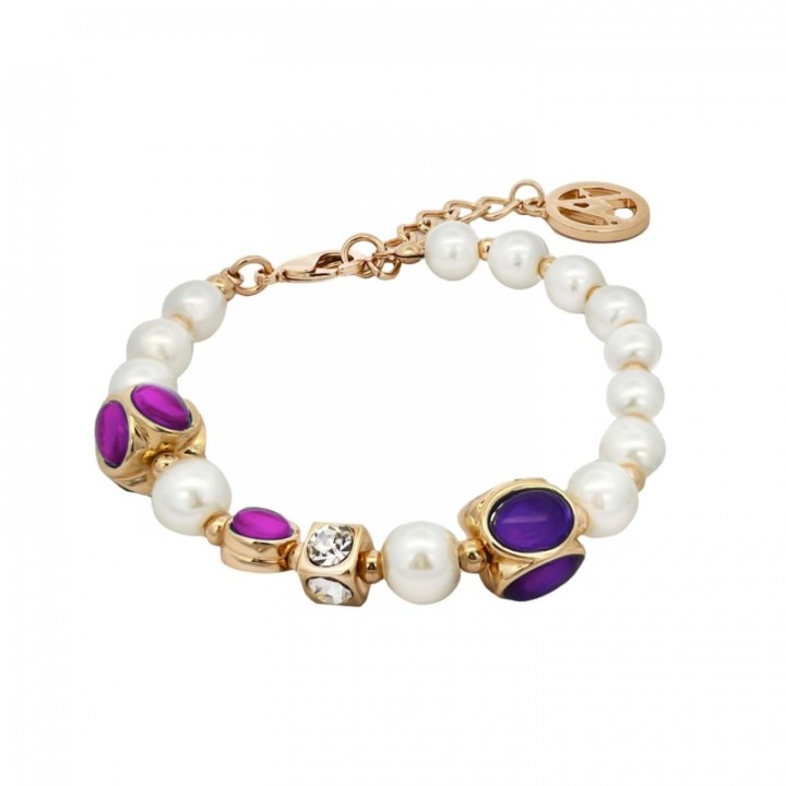 Bracciale Bijoux ASBURGO Perle e Pietre Viola-Fucsia