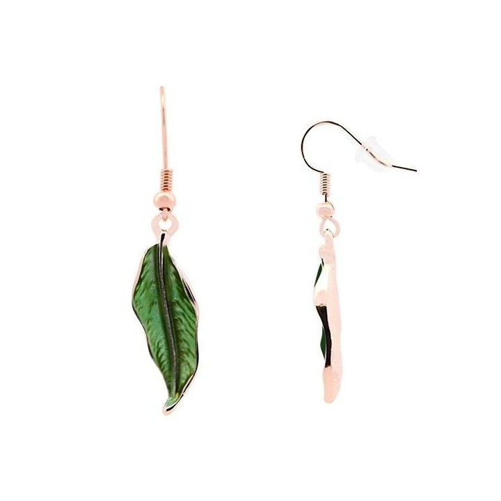 Pendente Bijoux Mono-Ciondolo Foglia Verde Smaltato