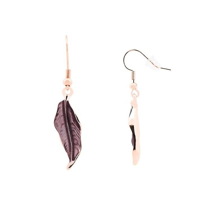 Pendente Bijoux Mono-Ciondolo Foglia Marrone Smaltato