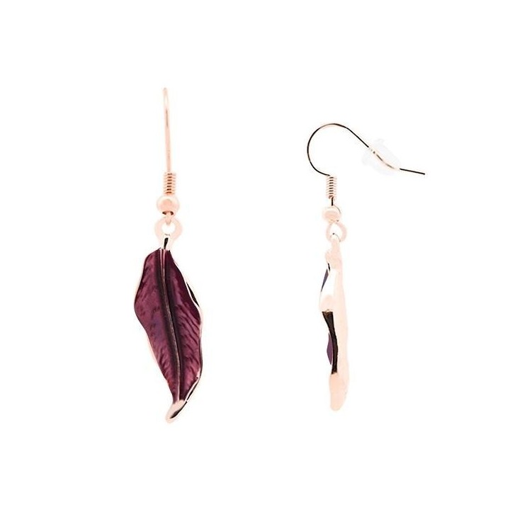 Pendente Bijoux Mono-Ciondolo Foglia Porpora Smaltato