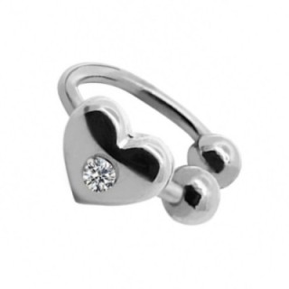 Ear Cuff Cuore Argentato con Zirconia Acciaio