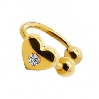 Ear Cuff Cuore Dorato con Zirconia Acciaio