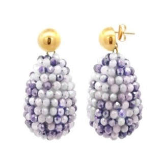 Pendenti CRISTALLINI Ovali Viola Acciao 316L Cristalli
