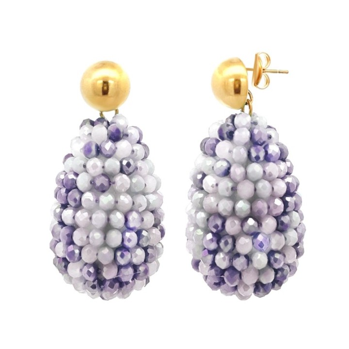 Pendenti CRISTALLINI Ovali Viola Acciao 316L Cristalli