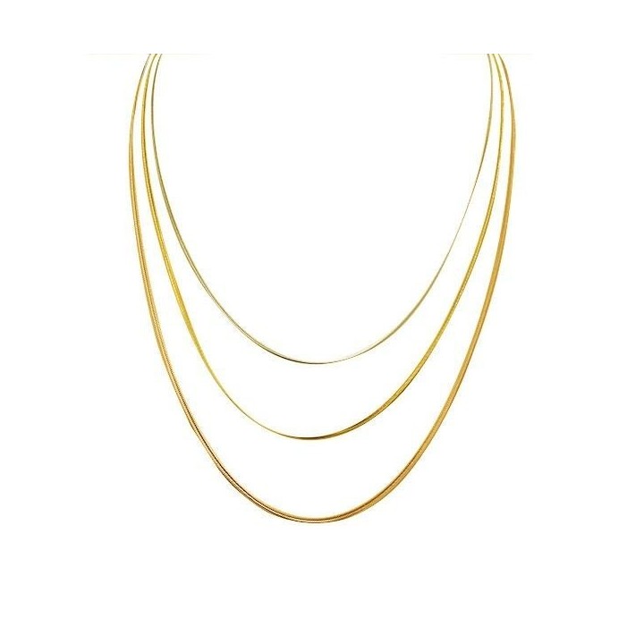 Collana Tre Catene Snake Piatta Dorata