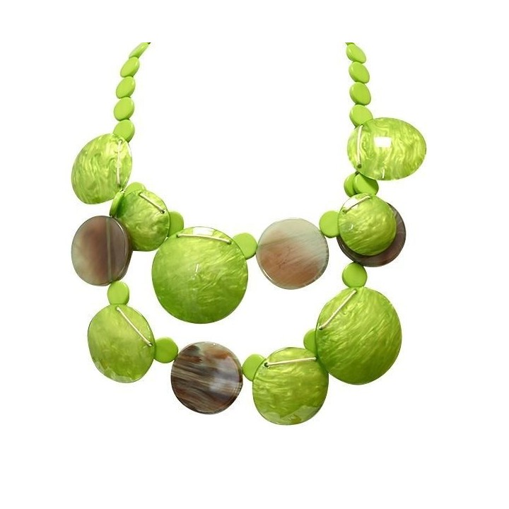 Collana Bijoux Lunga Medaglioni Verdi