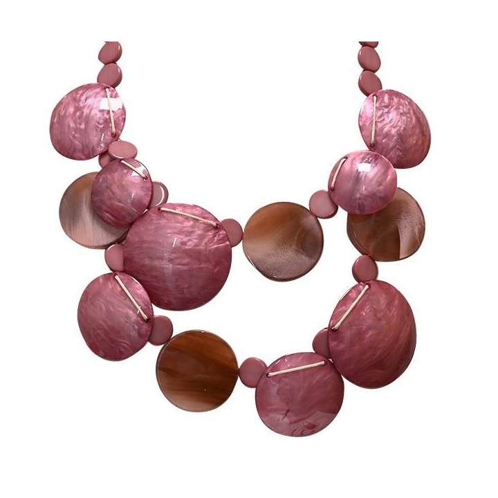 Collana Bijoux Lunga Medaglioni Viola