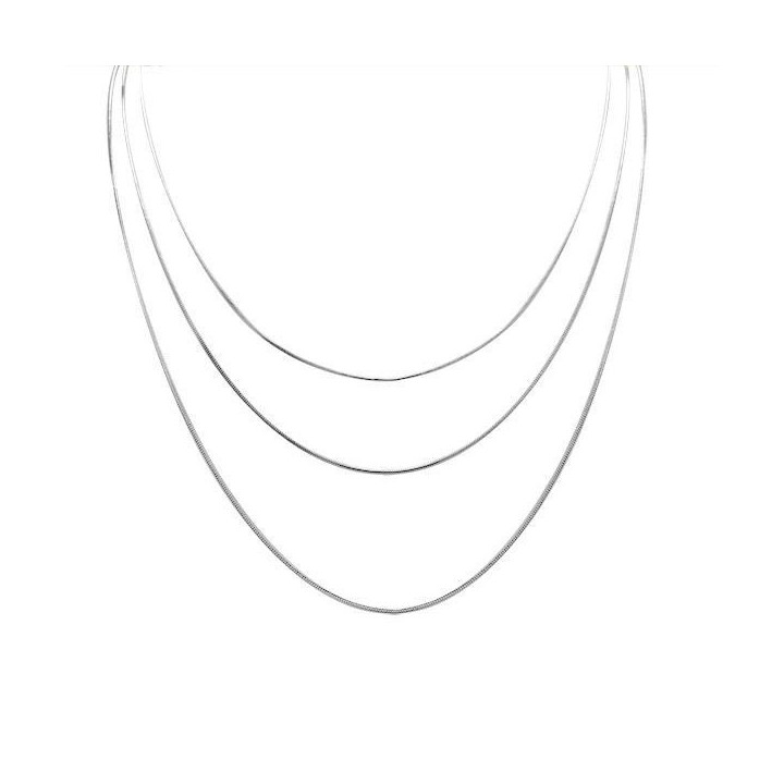 Collana Tre Catene Snake Tonda Argentata