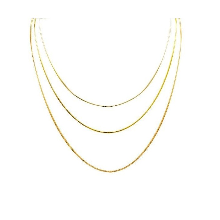 Collana Tre Catene Snake Tonda Dorata
