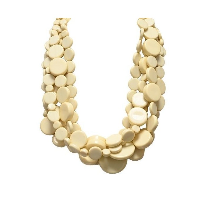 Collana Bijoux Multifilo Perline Piatte Bianche