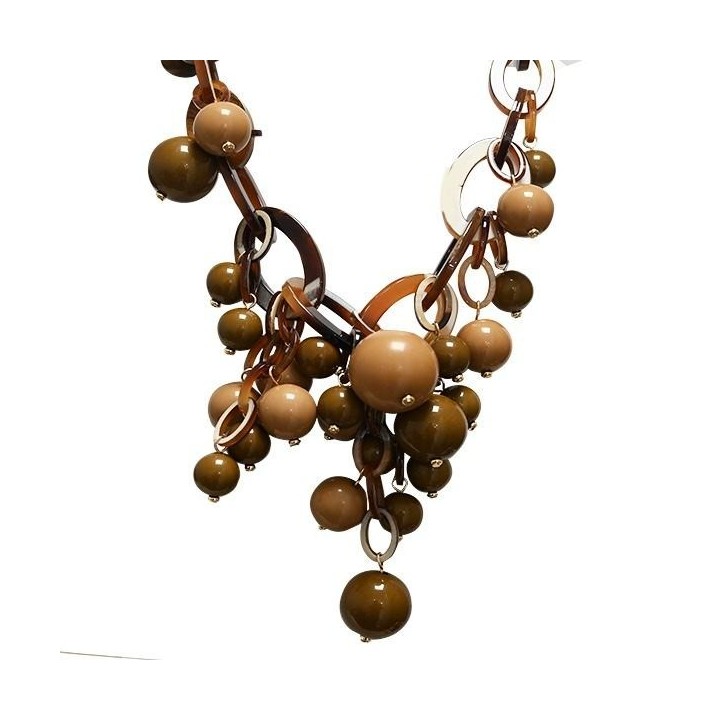 Collana Marrone Bijoux a Catena con Sfere