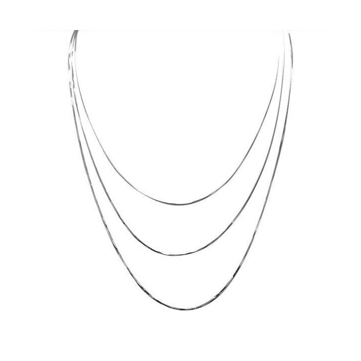 Collana Snake Ottagonale Tre Catene Acciaio Argentato
