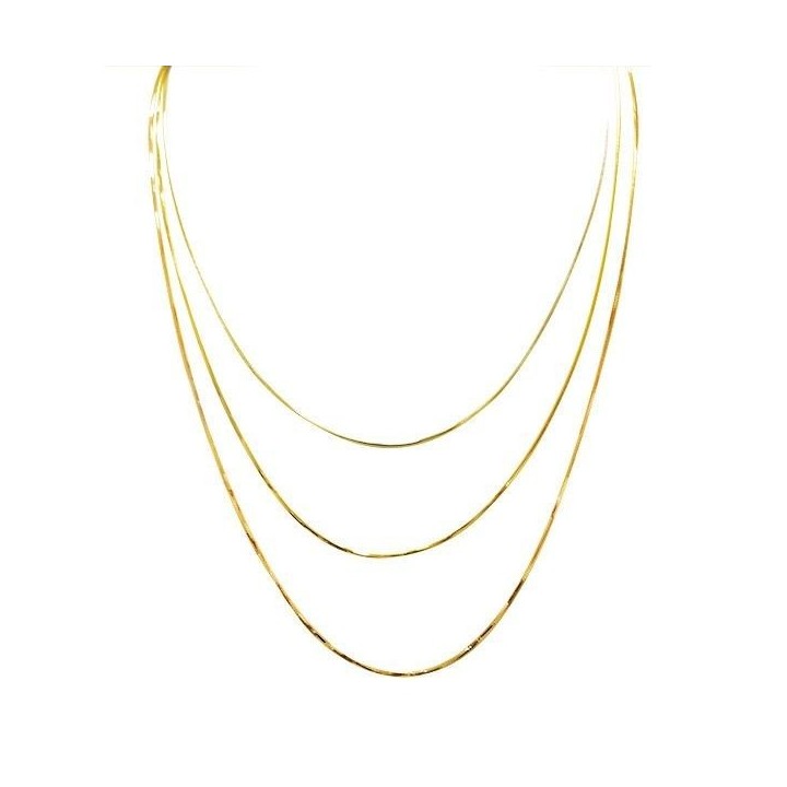 Collana Snake Ottagonale Tre Catene Acciaio Dorato