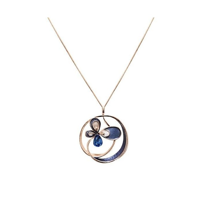 Collana Bijoux con Ciondolo di Petali Blu Smaltato