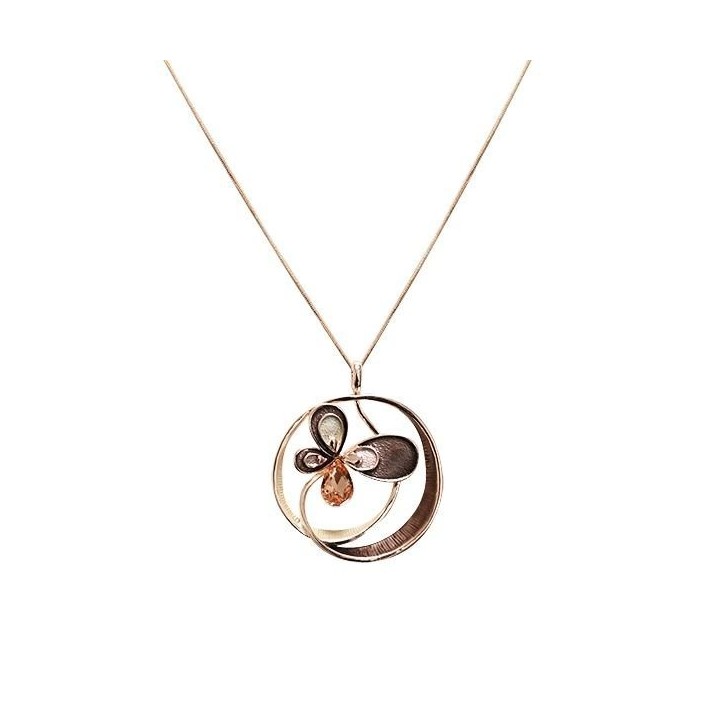 Collana Bijoux con Ciondolo di Petali Coffee Smaltato