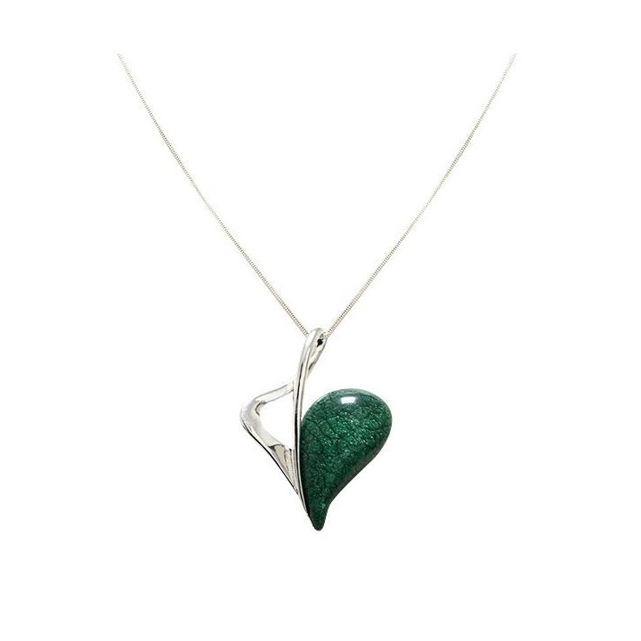 Collana Bijoux Ciondolo Metà Cuore Pietra Verde