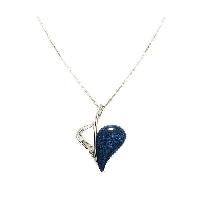 Collana Bijoux Ciondolo Metà Cuore Pietra Blu