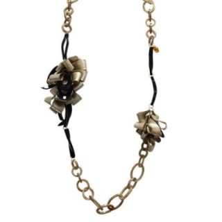 Collana Nera Bijoux Lunga 92cm Inanellata con Fiocchi