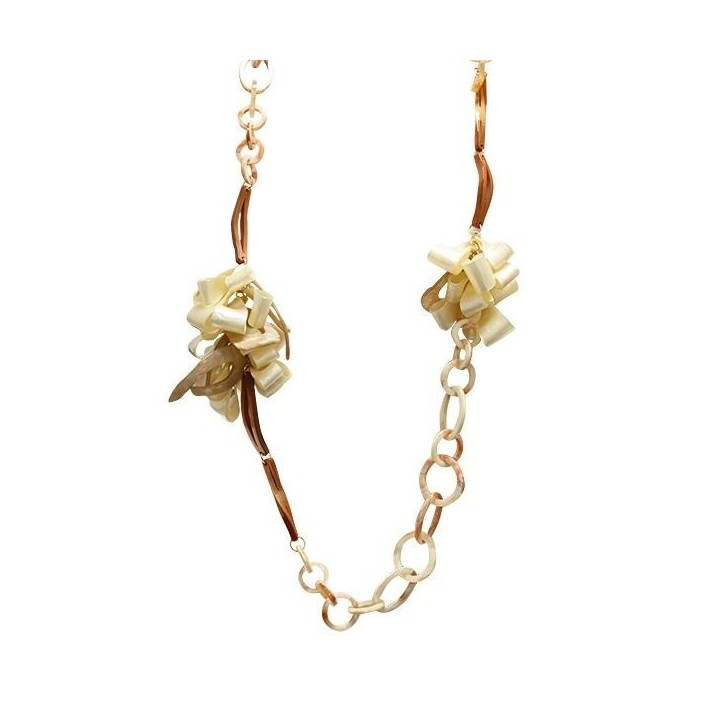 Collana Beige Bijoux Lunga 92cm Inanellata con Fiocchi