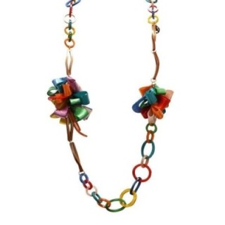 Collana Multicolore Bijoux Lunga 92cm Inanellata con Fiocchi