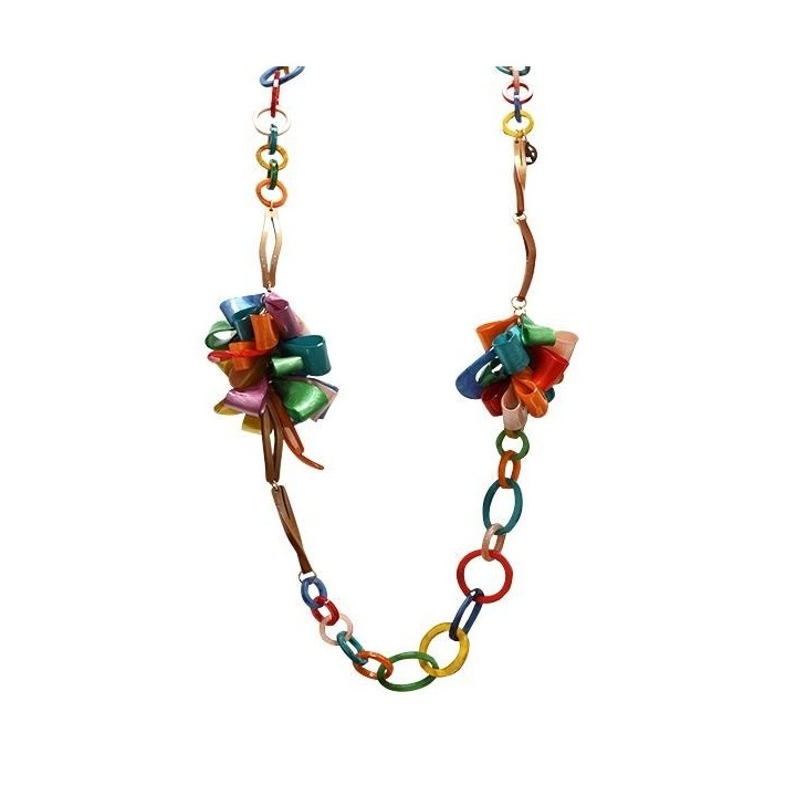 Collana Multicolore Bijoux Lunga 92cm Inanellata con Fiocchi