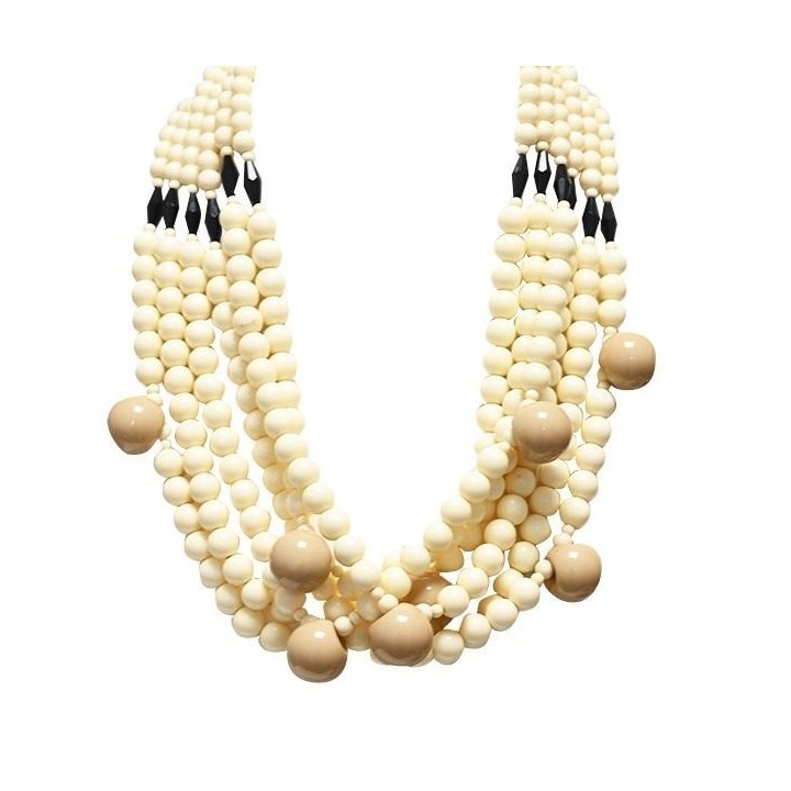 Collana Bijoux Multi-filo con Perline Bianche