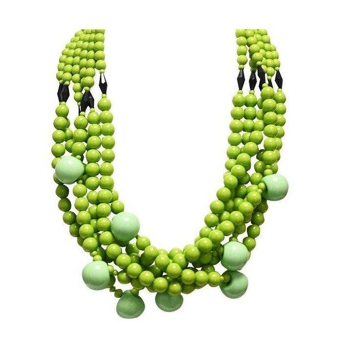 Collana Bijoux Multi-filo con Perline Verdi