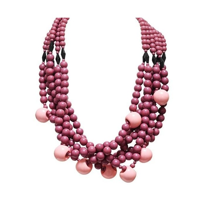 Collana Bijoux Multi-filo con Perline Viola
