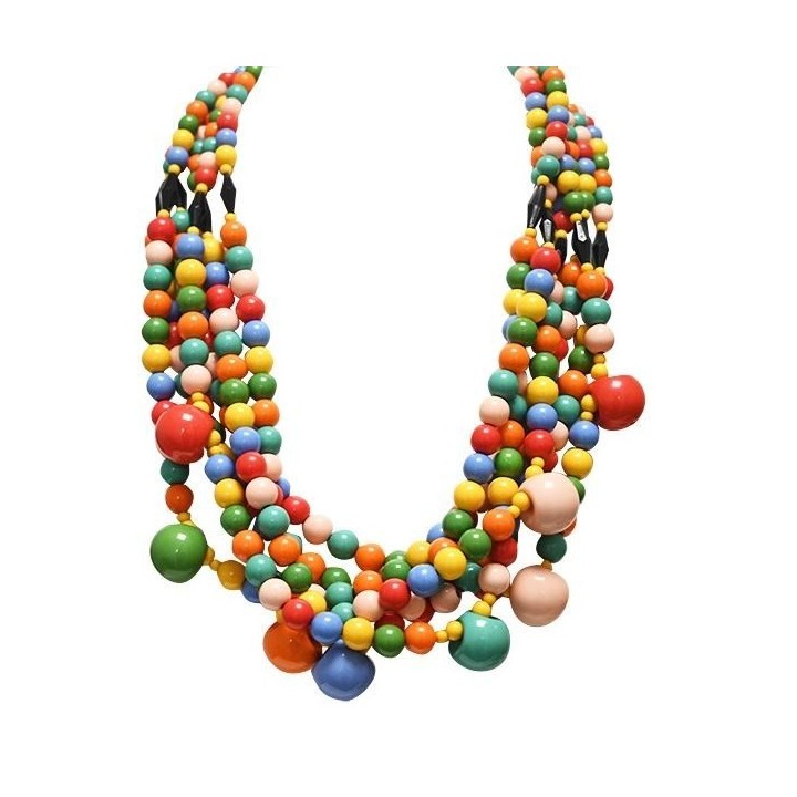 Collana Bijoux Multi-filo con Perline Multicolore