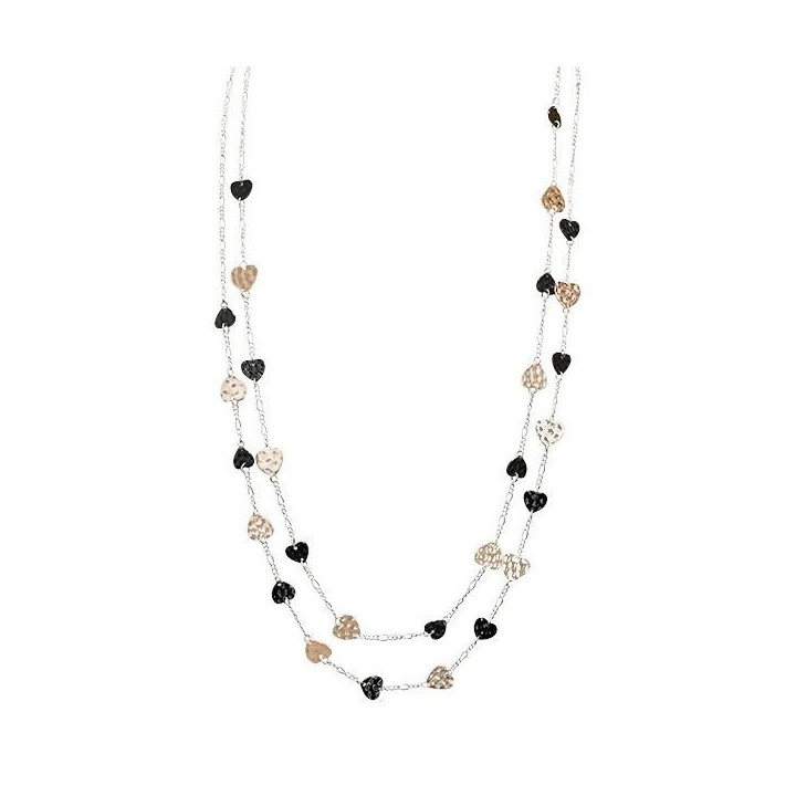 Collana Bijoux Lunga LA Sofia Tricolore con Cuoricinii