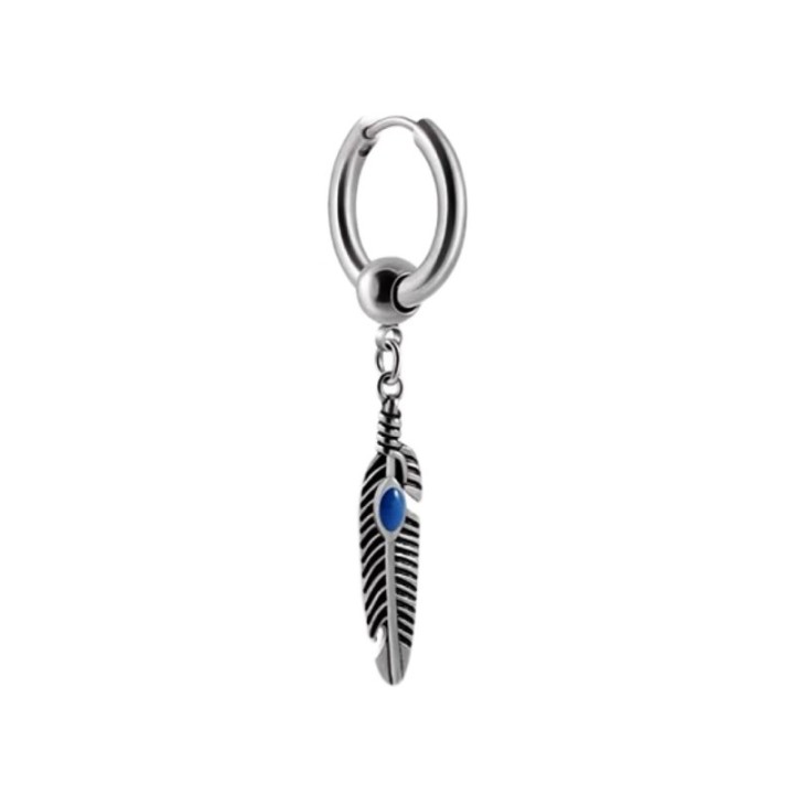 Pendente Uomo Cerchio con Piuma Acciaio 316L