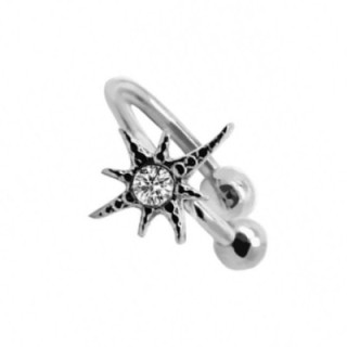 Ear Cuff Rosa dei Venti Argentato con Zirconia Acciaio