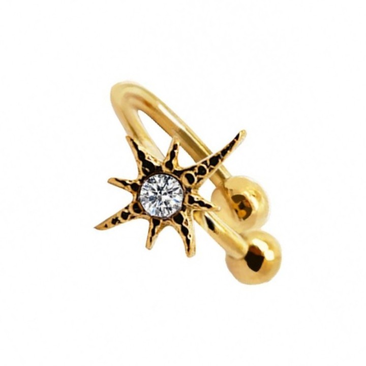 Ear Cuff Rosa dei Venti Dorato con Zirconia Acciaio
