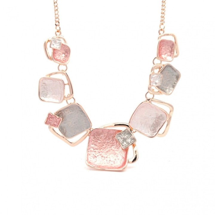Collana Bijoux Quadri Rosa Palette Smaltata