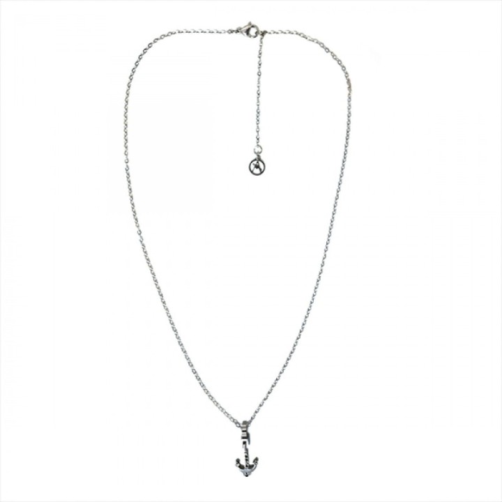 Collana Uomo Ciondolo Ancora Zirconia Acciaio