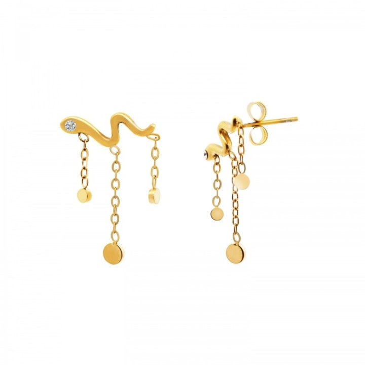 Pendenti Snake Multi-linea Strass Acciaio Dorato
