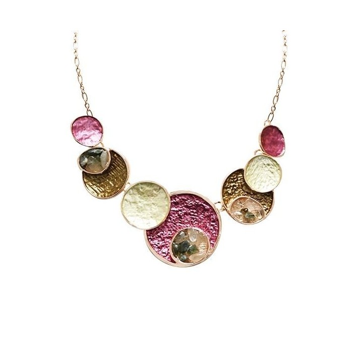Girocollo Bijoux Disco-Moneta Smaltato Fucsia Palette