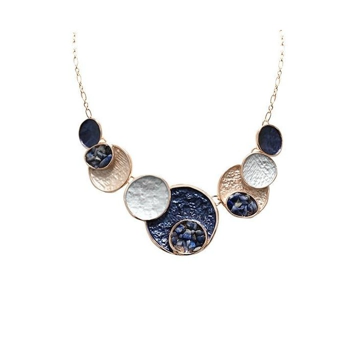 Girocollo Bijoux Disco-Moneta Smaltato Blu Palette