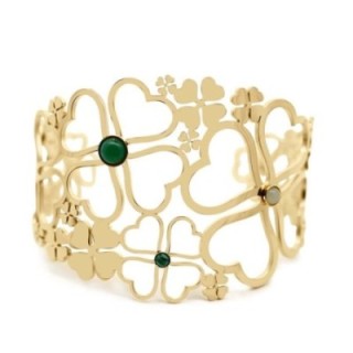 Bracciale Schiava Quadrifoglio Acciaio Dorato