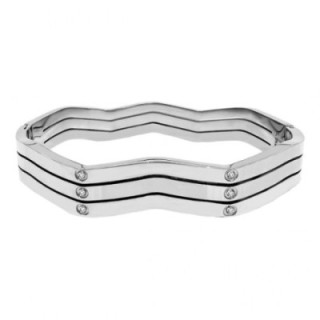 Bracciale Rigido Onda Strass Acciaio Argentato
