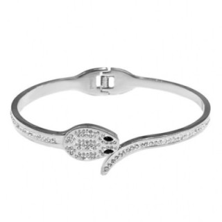 Bracciale Rigido Serpente Strass Acciaio Argentato
