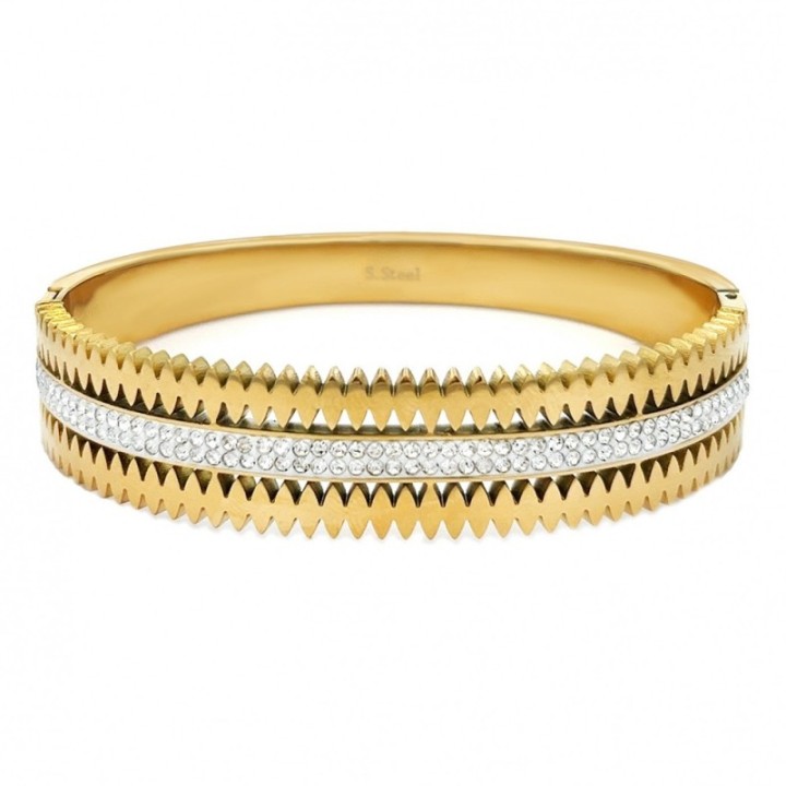 Bracciale Rigido Coluseum Strass Acciaio Dorato