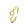 Anello con 2 Zirconi Bianchi Regolabile in Acciaio Oro Giallo