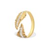 Anello Regolabile Oro Giallo Piuma con Strass in Acciaio