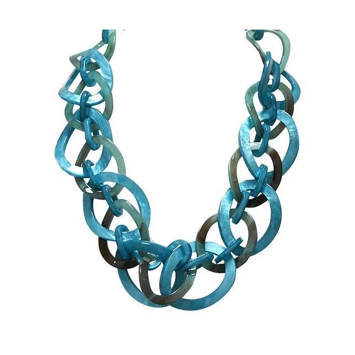 Collana Bijoux Azzurra Maglia Anelli Intrecciati