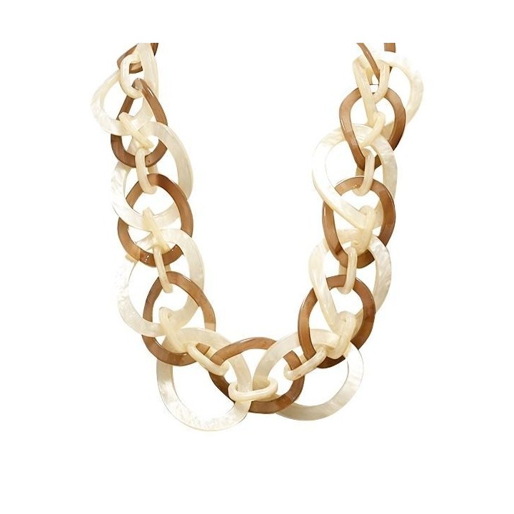Collana Bijoux Beige Maglia Anelli Intrecciati