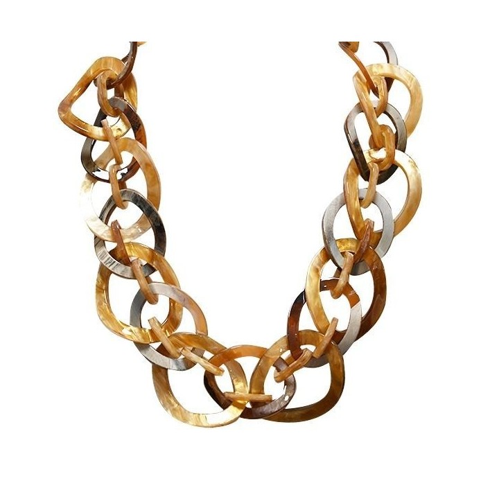 Collana Bijoux Marrone Maglia Anelli Intrecciati