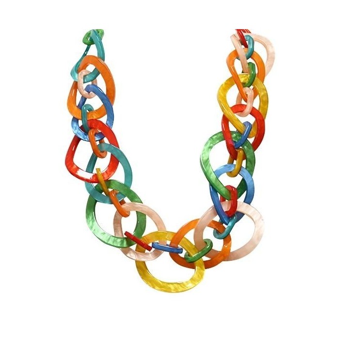 Collana Bijoux Multicolore Maglia Anelli Intrecciati