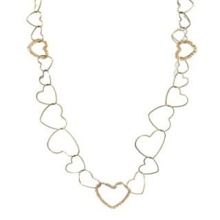 Collana Lunga Cuori Beige Cristallo Acciaio